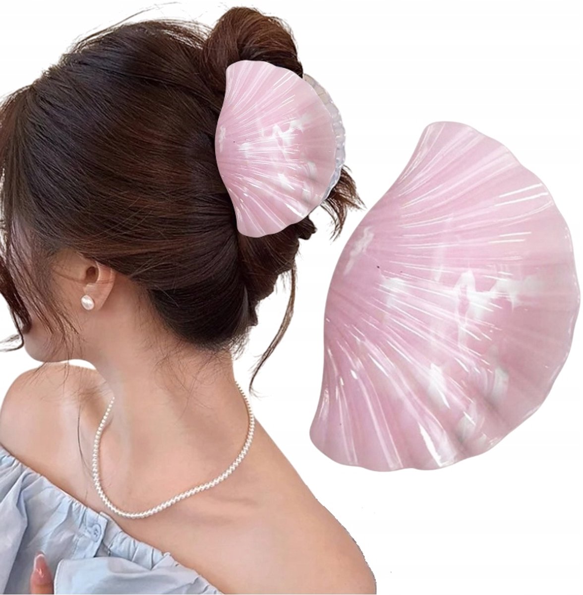 Grote haarclip Schelp - stijlvolle clip met marmereffect