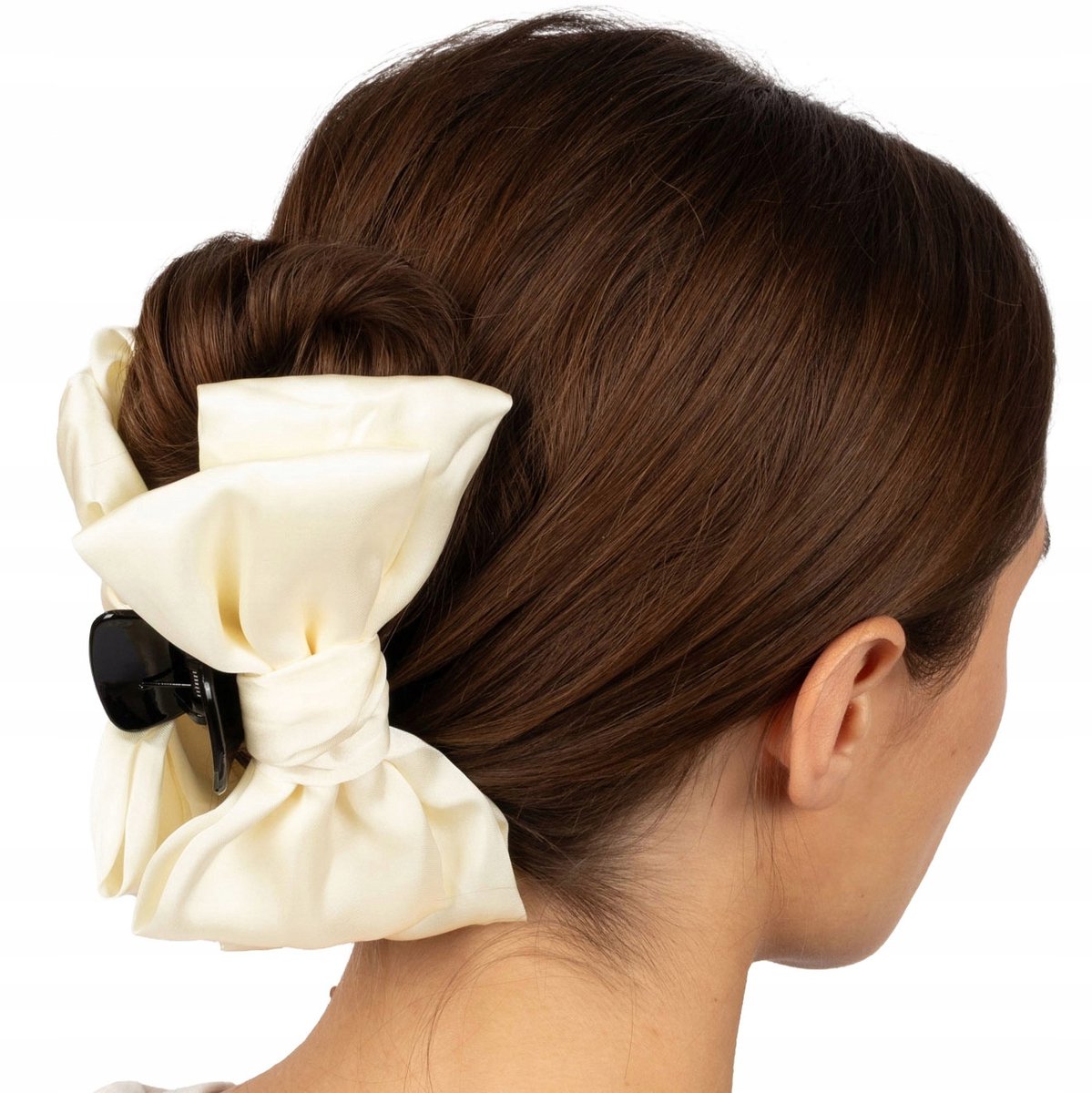 Grote Elegante Haarclip met Strek - Beige