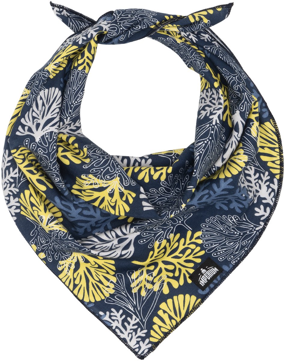 Bandana Koralen Geel/Marineblauw - 100% Katoen - 48x48cm