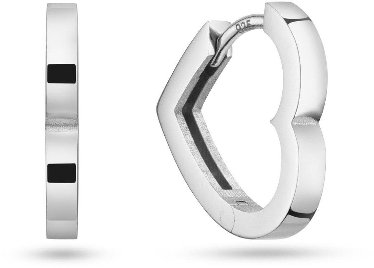 Klapoorringen Hart Glans L 925RD