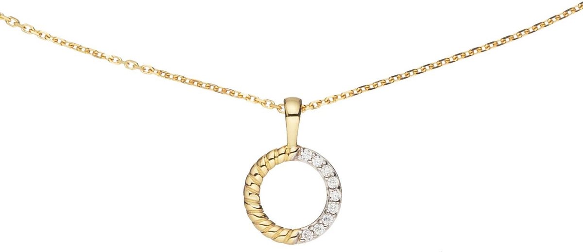 Glow 202.0795.45 Dames Ketting - Collier - Sieraad - Schakelketting - Rond - 14 Karaat Goud - Anker - 1 mm breed - 45 cm lang