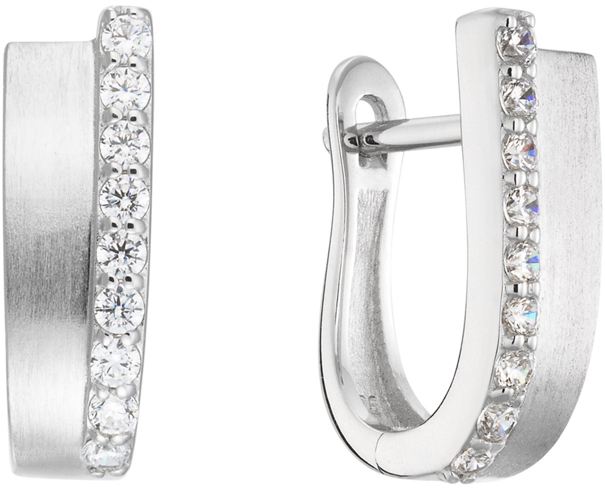 Glow 106.0801.00 Dames Oorbellen - Oorknopjes - Sieraad - Zilver - 925 Zilver - 5 mm breed - 14 mm lang