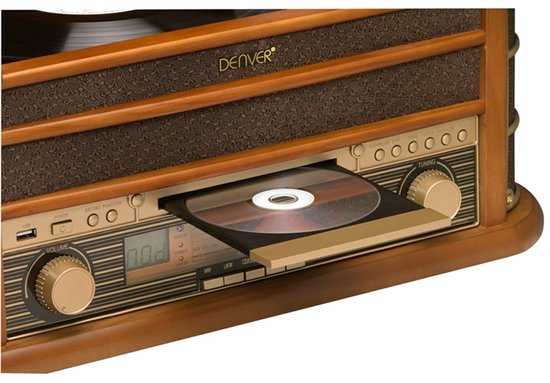 Denver Retro Platenspeler - Ingebouwde Speakers en Versterker - Radio CD Speler - MCR50 -Hout — afbeelding 3