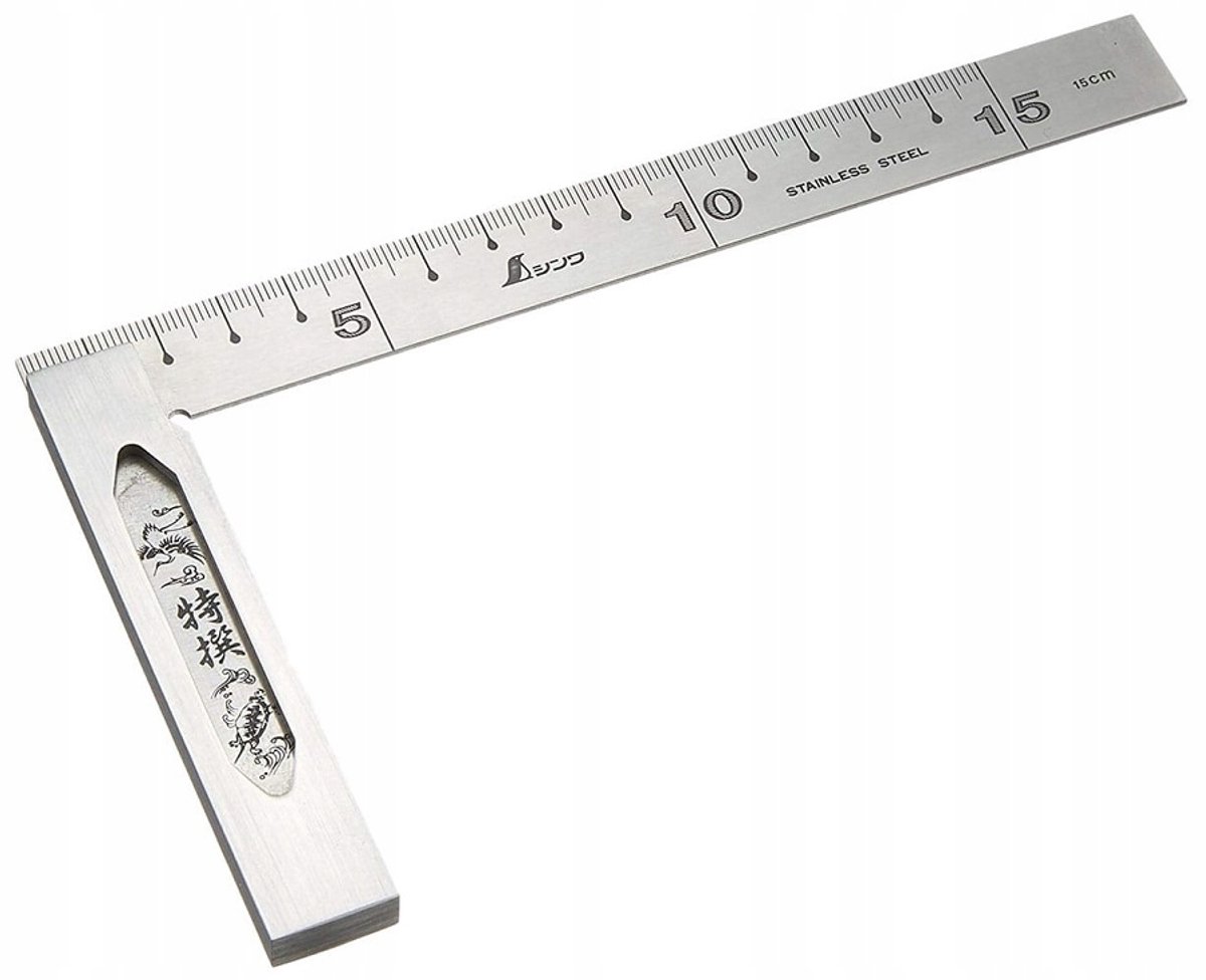 Shinwa RVS hoekhaak 15cm 90 graden - precisiemeter