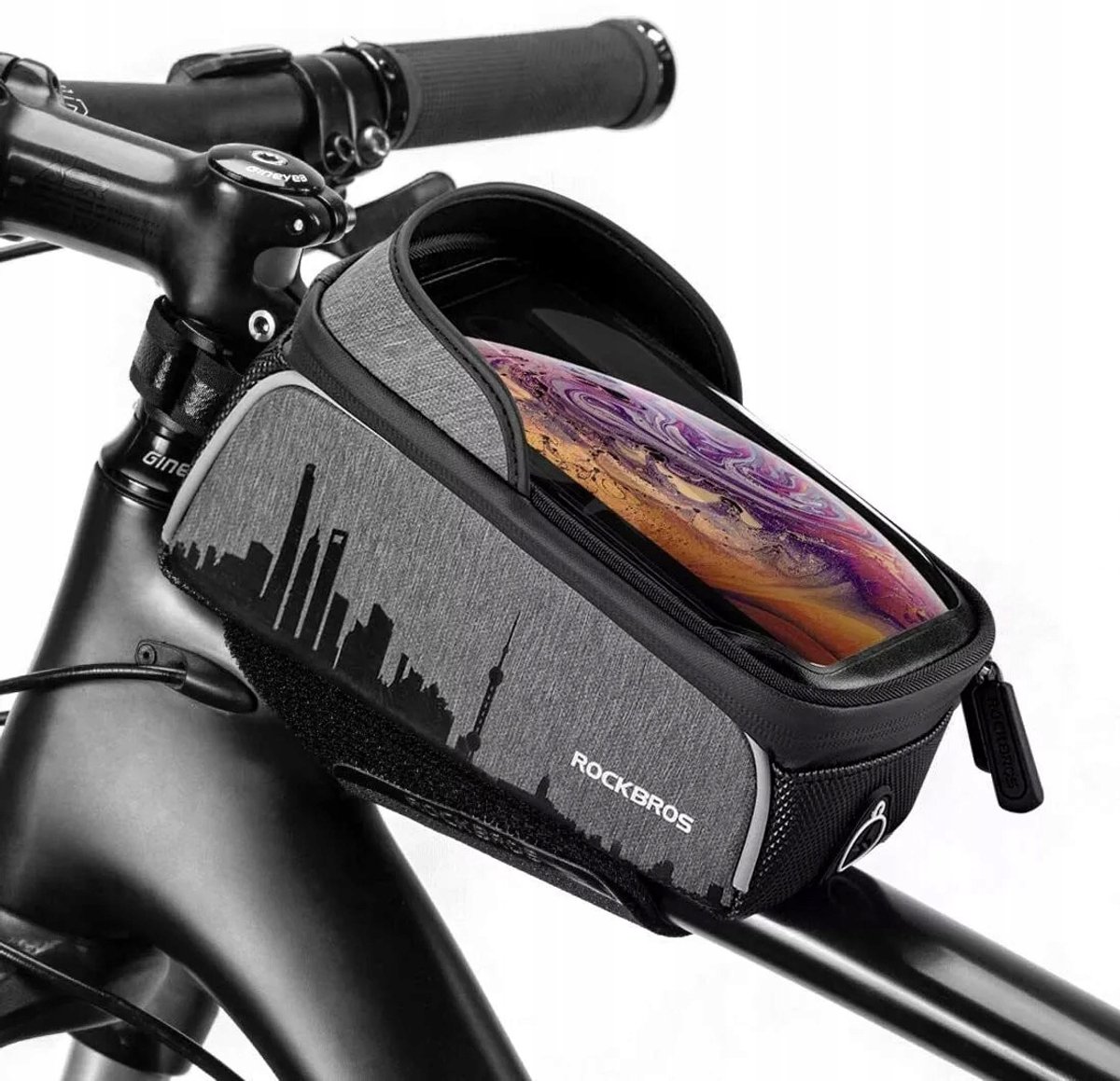 Merkloze Fietstas Frame Tas voor Smartphone tot 6,2 inch - 1L