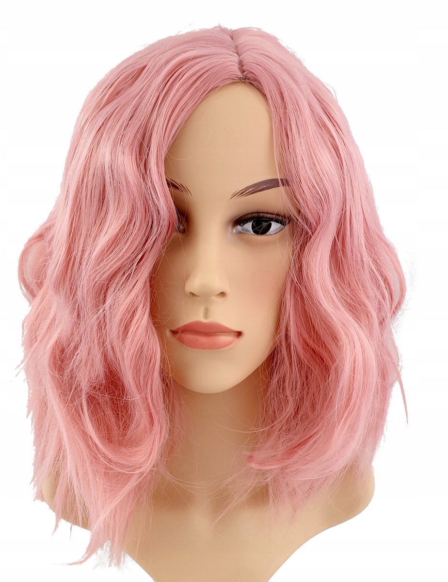 Roze Cosplay Pruik Bob 40cm - Glam Rock Stijl