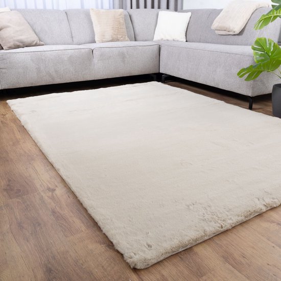 Crème Beige Gestreept Tapijt voor Woonkamer Groot Formaat