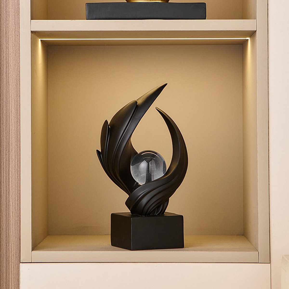 Unyqoos Abstracte moderne sculptuur voor stijlvolle decoratie in huis en kantoor Zwart