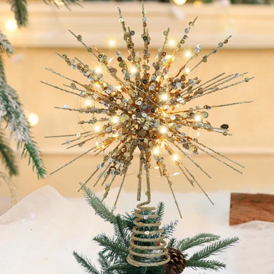 Étoile Pailletée De 15 Cm Pour Sapin De Noël - Décoration De Sommet Festive Et Brillante - Rose Et Autres Coloris