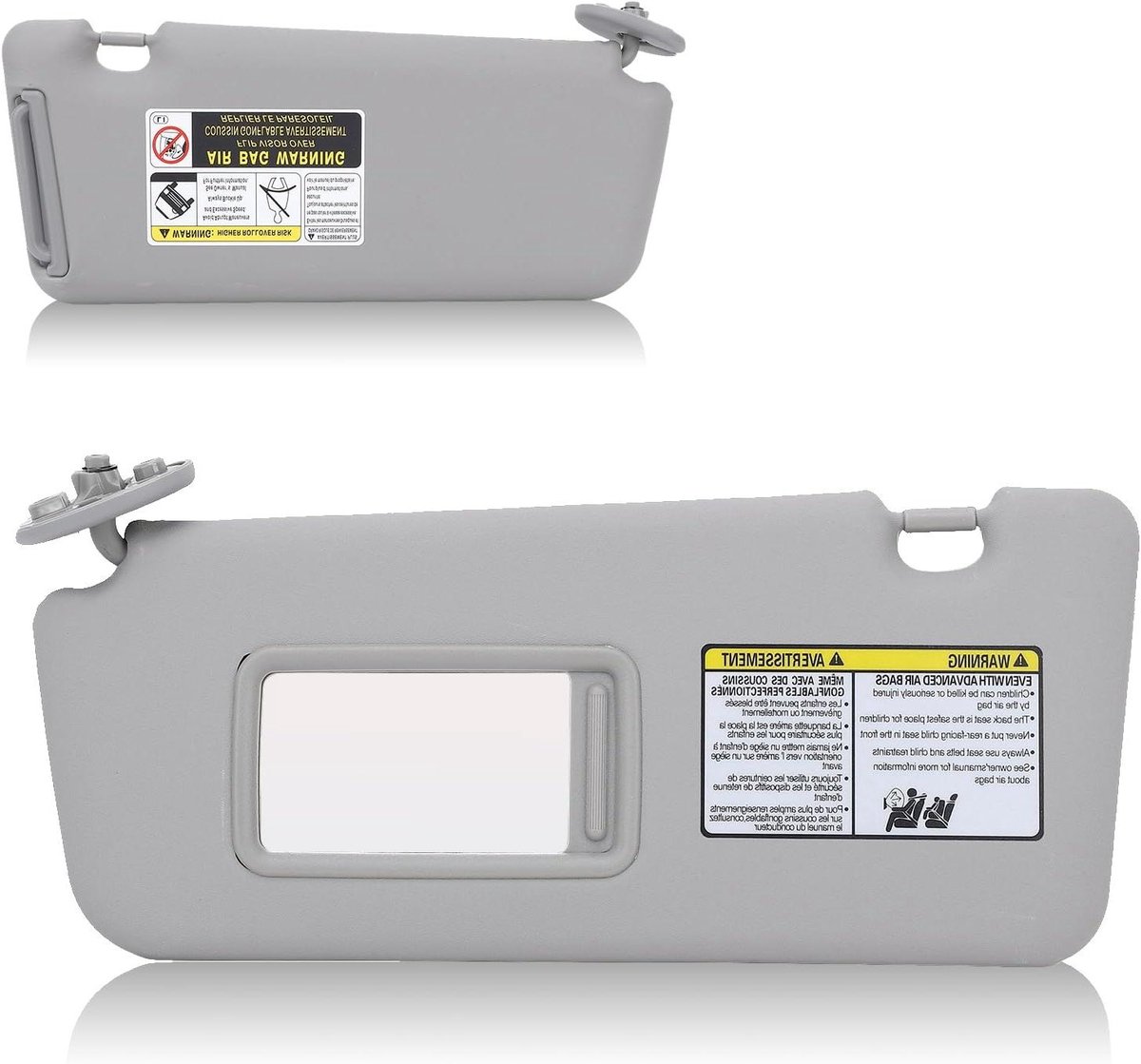 Ronte - Zonwering Zonneklep Passagierszijde met Make-upspiegel Grijs - Geschikt voor Auto 2004 2005