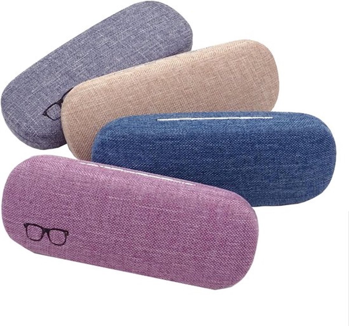 Harde brillenkoker draagbaar - 4 stuks linnen zonnebrillenkokers voor dames .