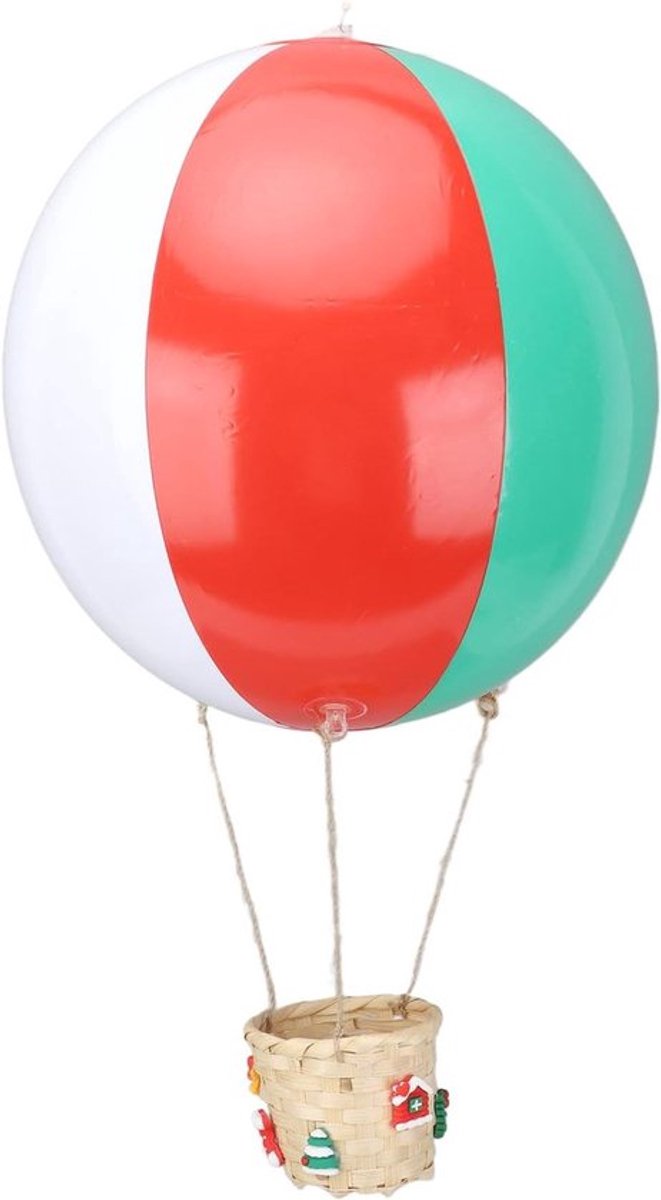 Hot Air Balloon met Rieten Mand - PVC Ballon Decoratie voor Kerst - Hangende Ballonnen Decoratie