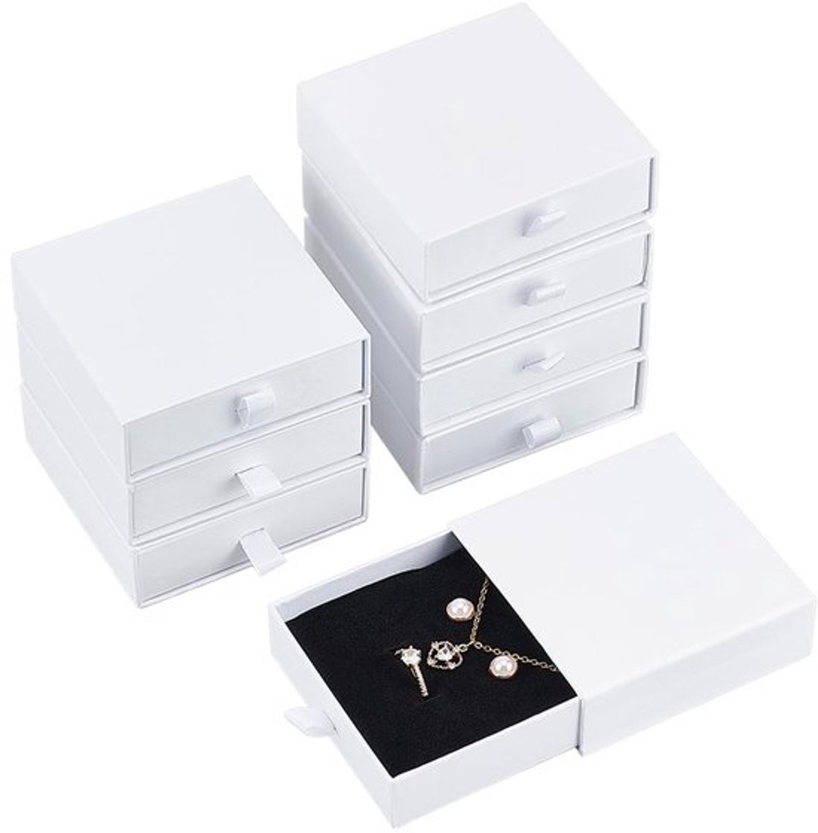 8 Pack Sieraden Dozen 9x9x3cm - Witte Kartonnen Geschenkdozen voor Armbanden, Oorbellen en Kettingen