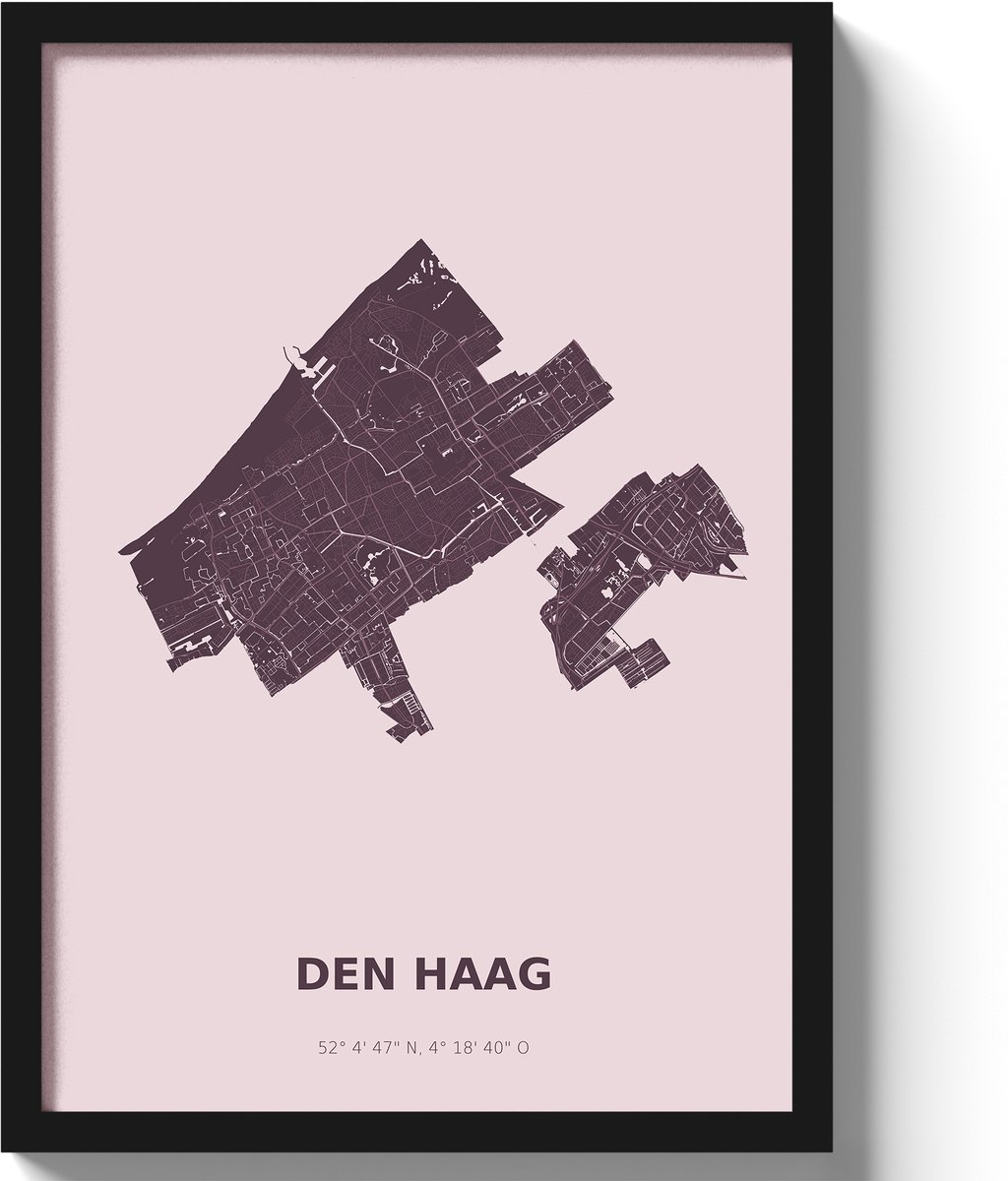 Poster Den haag A3 - 30 x 42 cm - Paars (Exclusief Lijst)