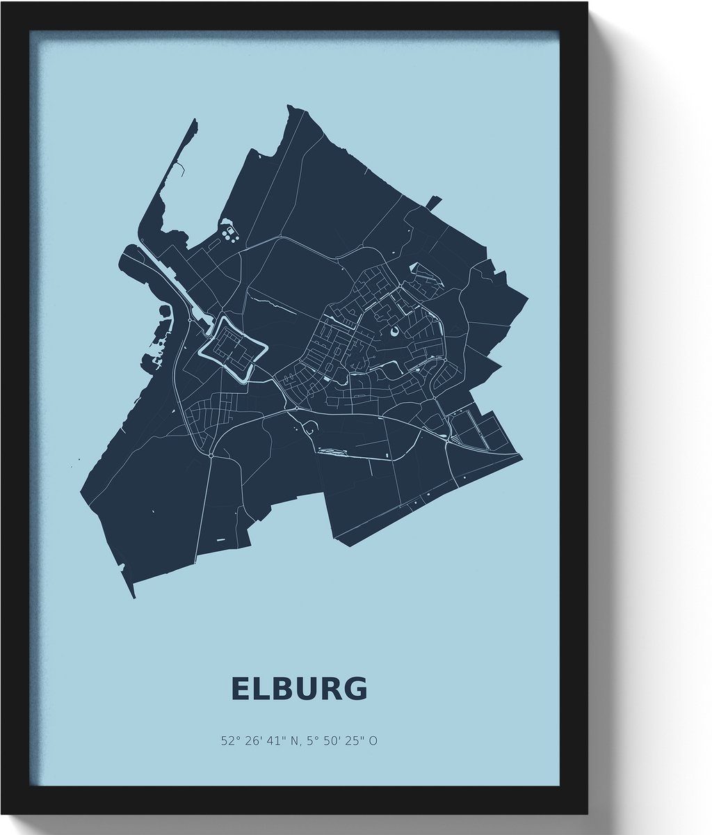 Poster Elburg A3 - 30 x 42 cm - Blauw (Exclusief Lijst)