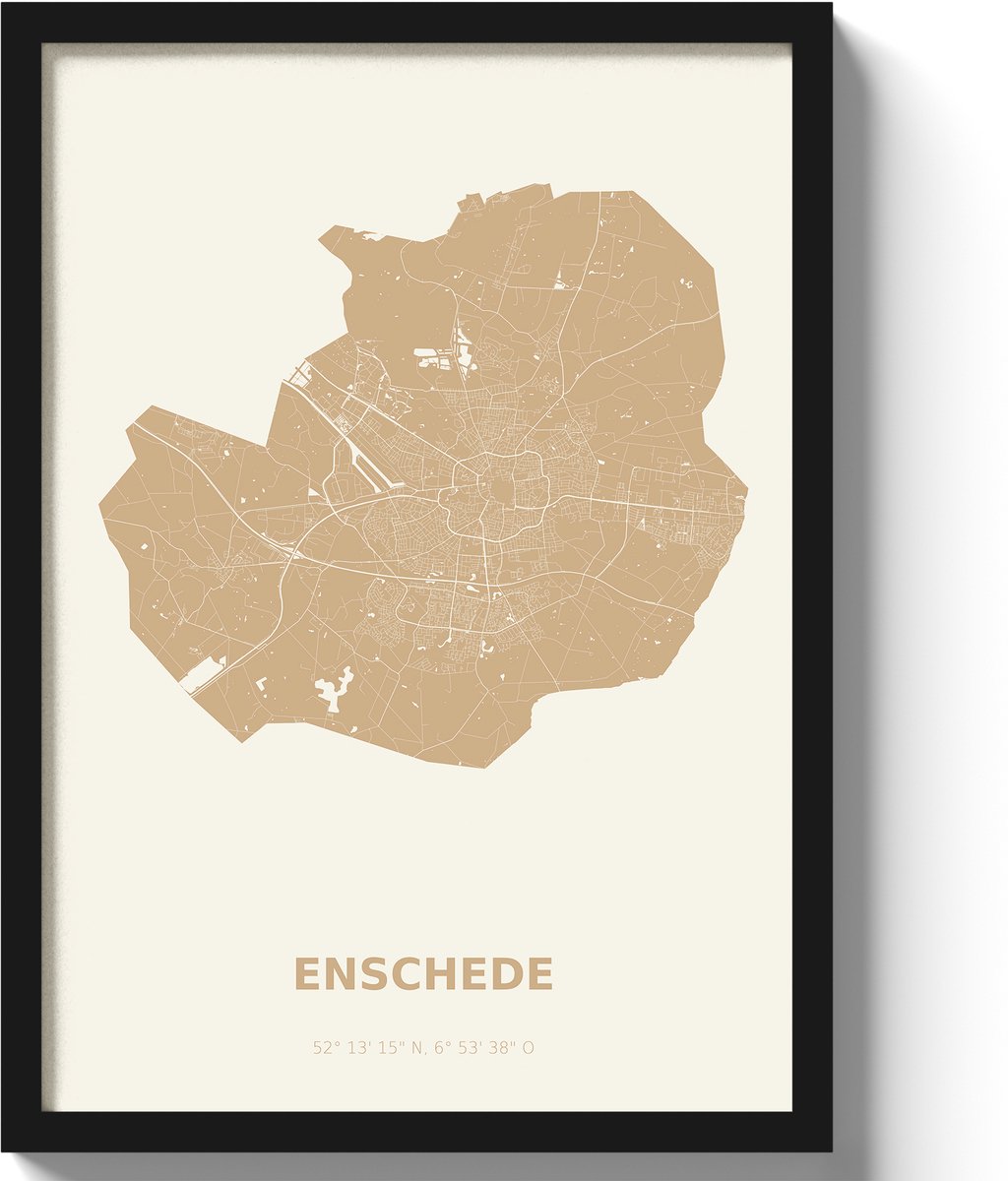 Poster Enschede A3 - 30 x 42 cm - Beige (Exclusief Lijst)