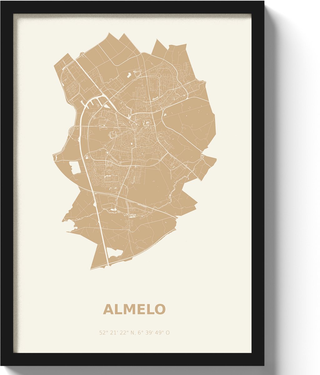 Poster Almelo A3 - 30 x 42 cm - Beige (Exclusief Lijst)