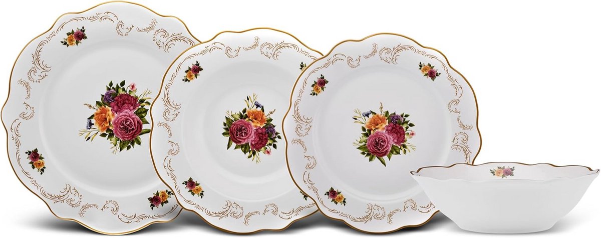 Porcelain servies voor 6 personen, 24 stuks
