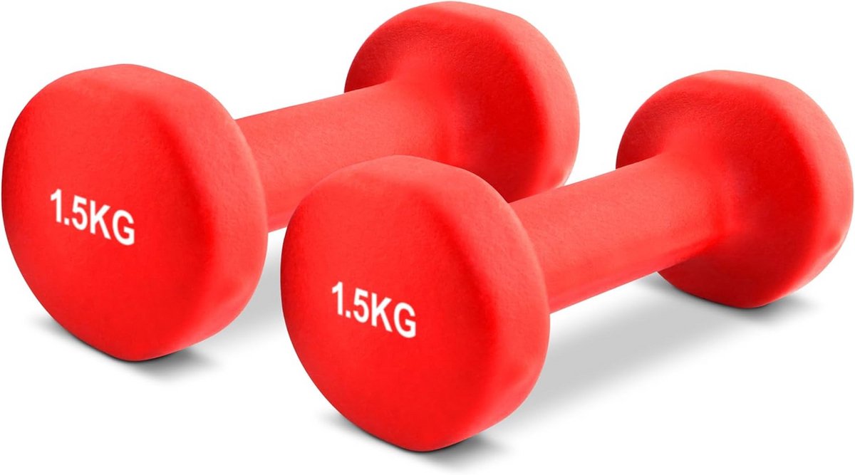 Neopreen Halters 0,5 - 5 kg | Verkrijgbaar in Kleur & Gewicht | Veilige & Vloervriendelijke Antislip Hantels | Inclusief PDF Workout