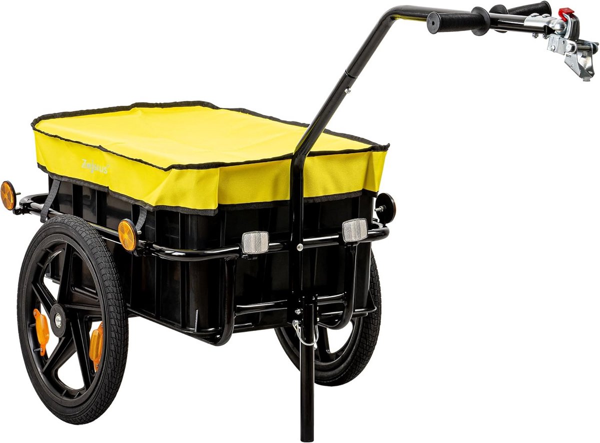 Fietskar Transport 68 Liter - Transportwagen, Handwagen, Fietsaanhanger met Kunststof Kuip