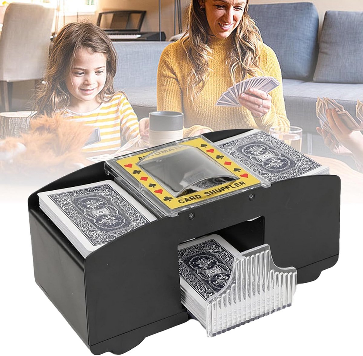 Elektrische kaartenschudmachine voor 2 decks – automatisch, snel en betrouwbaar voor poker, blackjack, romme en meer