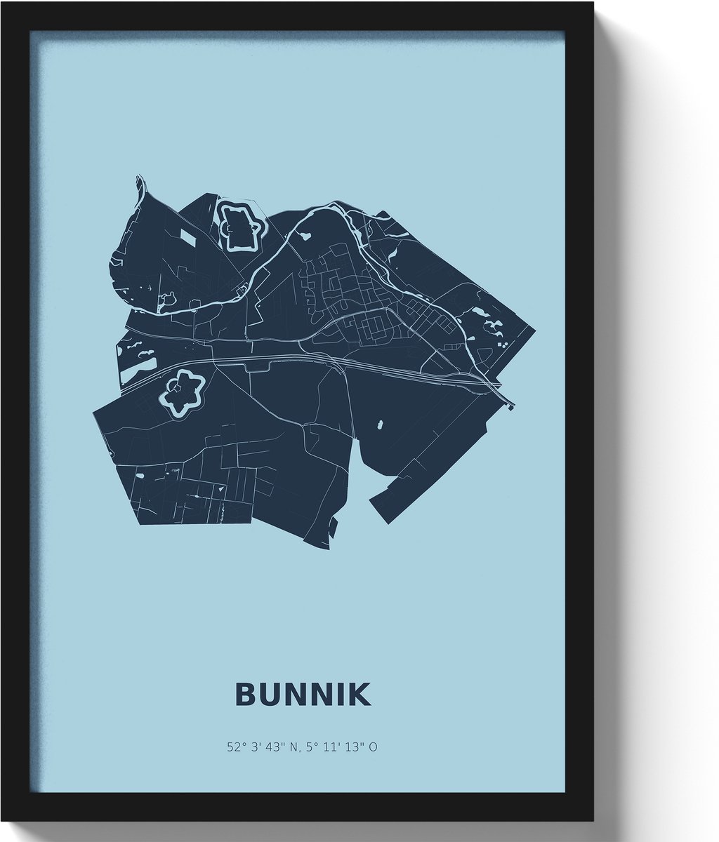 Poster Bunnik A2 - 42 x 59,4 cm - Blauw (Exclusief Lijst)