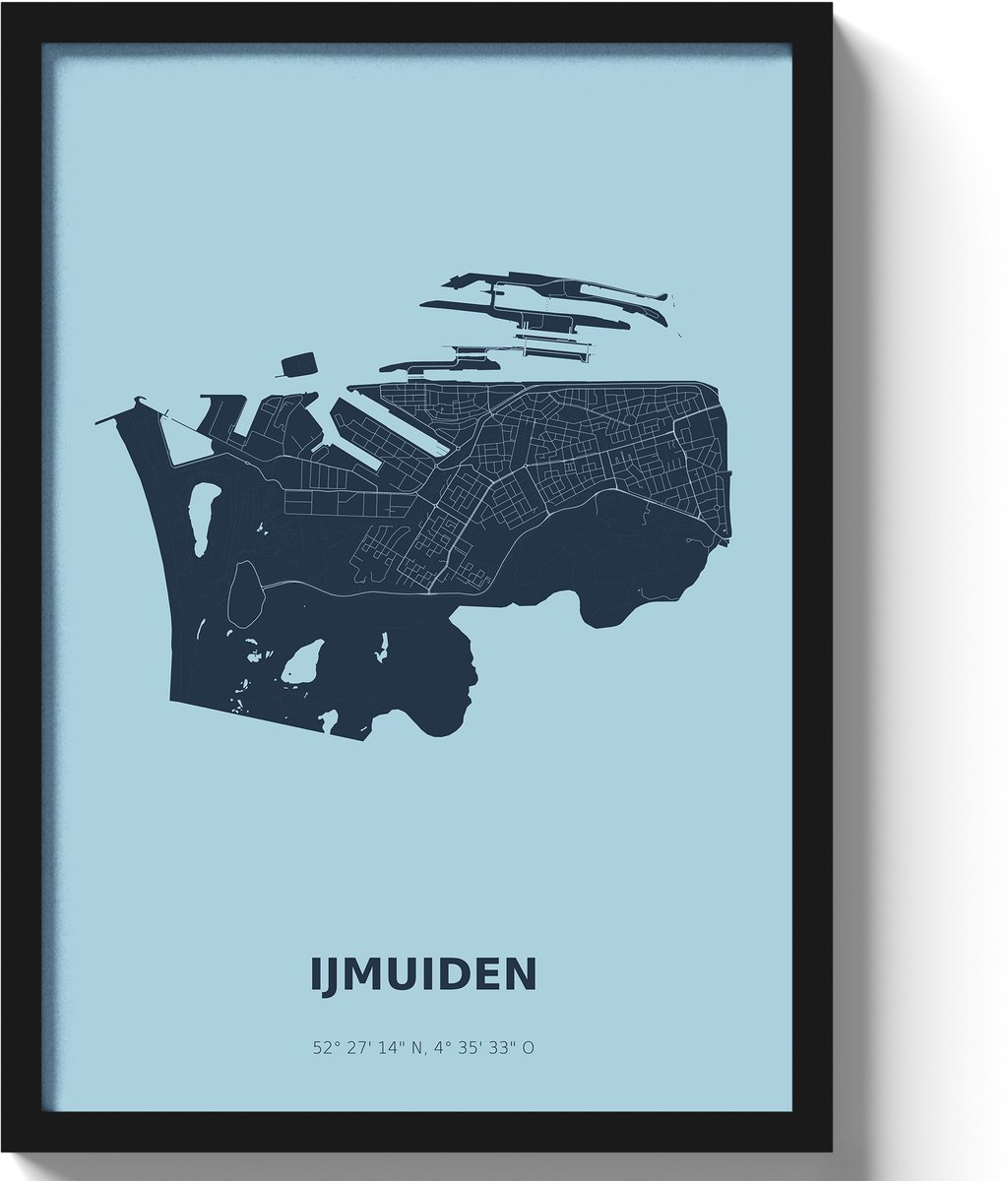 Poster IJmuiden A3 - 30 x 42 cm - Blauw (Exclusief Lijst)