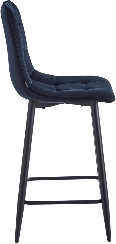 Colenis® - Tabouret de bar Luciano - Set de 2 - Zwart - Velours - Velours - Design