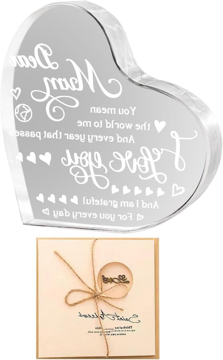 Ronte - Liefdesornament voor de beste moeder - Wenskaart - Gegraveerd acrylornament - Tafeldecoratie - Persoonlijk creatief design - Feesten en verjaardagscadeaus - Unieke decoratieve stukken