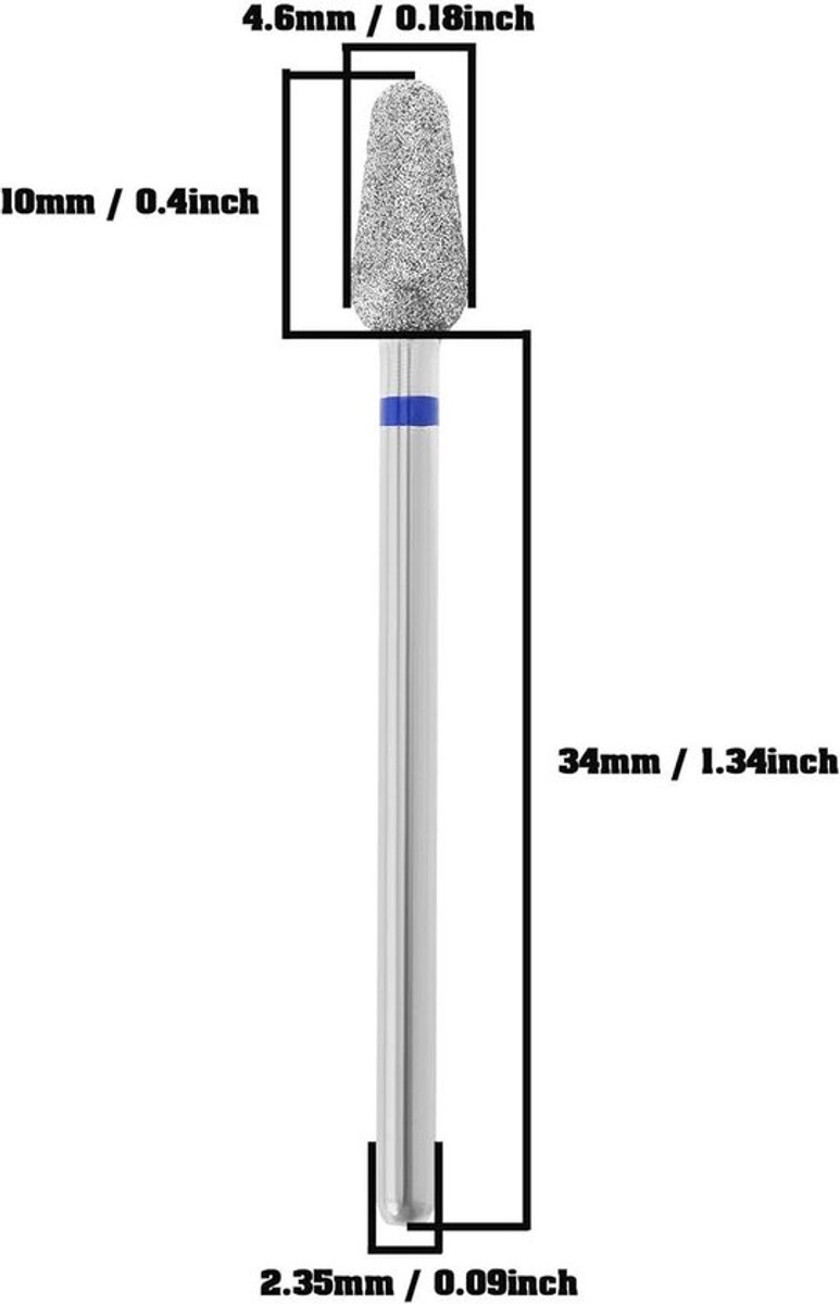 Diamant Nail Boor 3/32 Inch Schacht Efile Bit - Medium Size Shank Pro Elektrische Nail Bit - Voor Nail Studio Manicure - Nagelriem Werk en Nail Art - Set van 2 Stuks