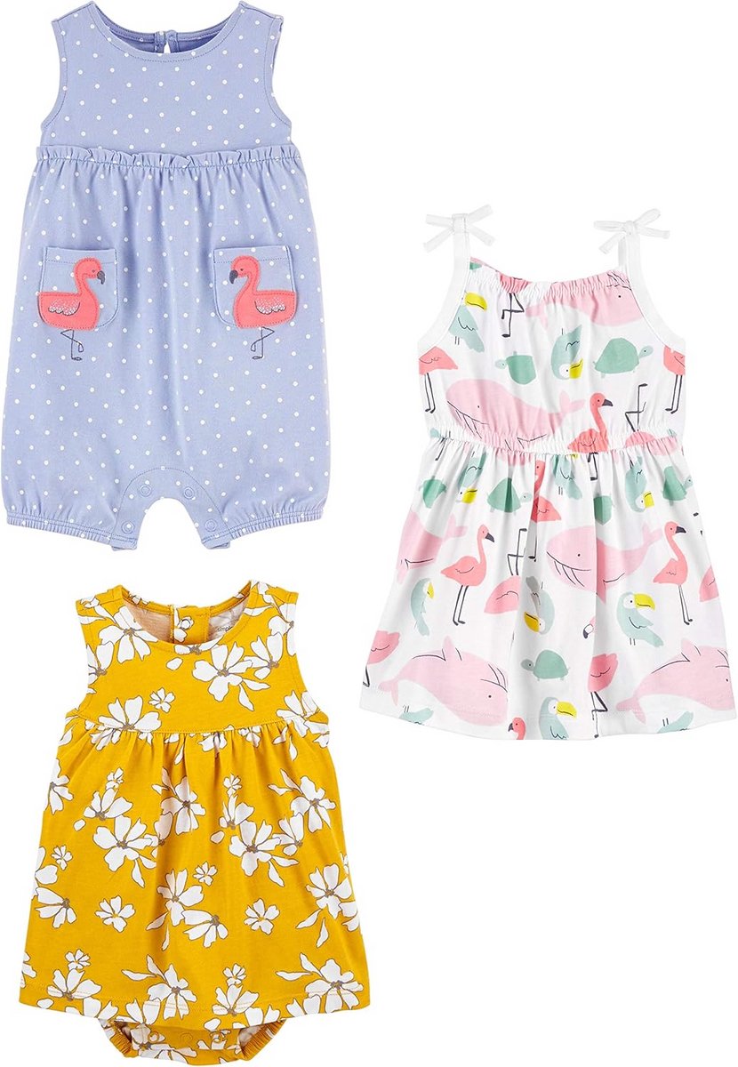 3-Pack Romper, Sunsuit en Dress van Zacht Katoen