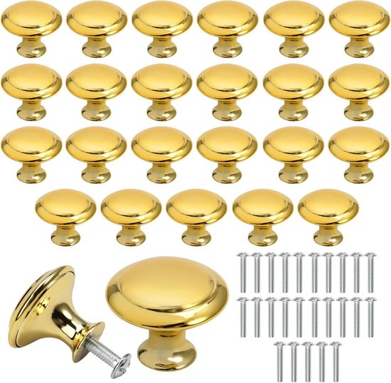 SHSMPXOY 6 stuks ladeknoppen, 30 mm keukenkast deurknoppen, moderne kastknoppen, keukenkastknoppen deurgrepen, roestvrijstalen handgreep met één gat met schroeven voor huisdecoratie (goud SHSMPXOY 6 stuks ladeknoppen, 30 mm keukenkast deurknoppen, moderne kastknoppen, keukenkastknoppen deurgrepen, roestvrijstalen handgreep met één gat met schroeven voor huisdecoratie (goud