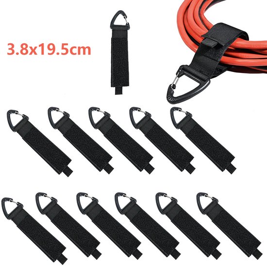 Verlengsnoer Organisator en Hanger,Trilancer Klittenband Opslagriemen met Driehoekige Gesp om aan Muren te hangen voor Kabels,Draden,Touw,Slangen,Organisatie voor Huis,Garage of Werkplaats(2S,4M,4L