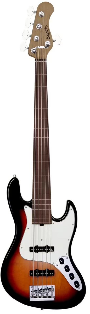 Sadowsky MetroExpress Vintage J/J Bass Morado Sunburst 5-snarige fretloze elektrische basgitaar met lijnen