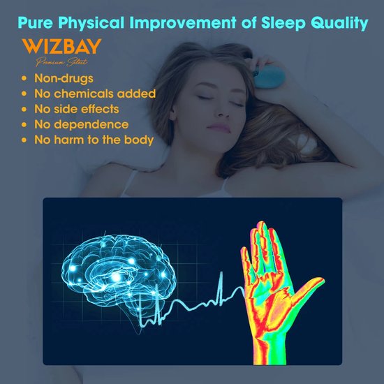 WizBay Premium Select® Draagbaar Elektrisch Slaapondersteuningsapparaat - Handheld Insomnia Slaaphulp - EMS Micro-Current Technologie - 2 Modi 15 Instelbare Sterktes - Stressvermindering Slaaptrainer - Oplaadbaar 300mAh - Compact & Sti van WizBay — afbeelding 2