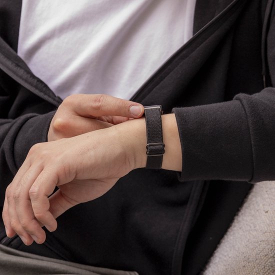 Bracelet élastique en nylon Strap-it - compatible avec les Huawei Band 8 / Band 9 / Band 10 (noir)