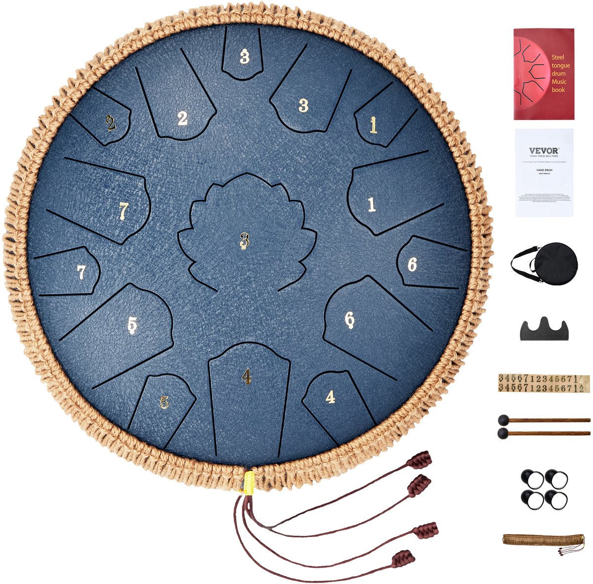 VEVOR Stalen Tongtrommel Regengong Regentrommel 356 mm D Major Marineblauw