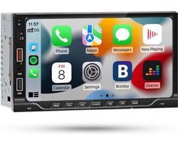 Boscer Autoradio 2Din Universeel - Apple Carplay & Android Auto (Draadloos) - 7 Inch HD Touchscreen - USB - Bluetooth - Externe Microfoon & Achteruitrijcamera