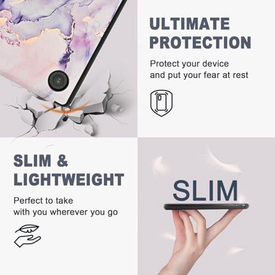 Ultra Slim Hoes voor Kobo Libra Colour en Tolino Vision met Auto Sleep/Wake Functie - Lilac Marmo — afbeelding 4