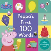 Peppa Pig's Eerste 100 Woorden, met Peppa, een vlieger, ijsje, boot, lolly en meer.