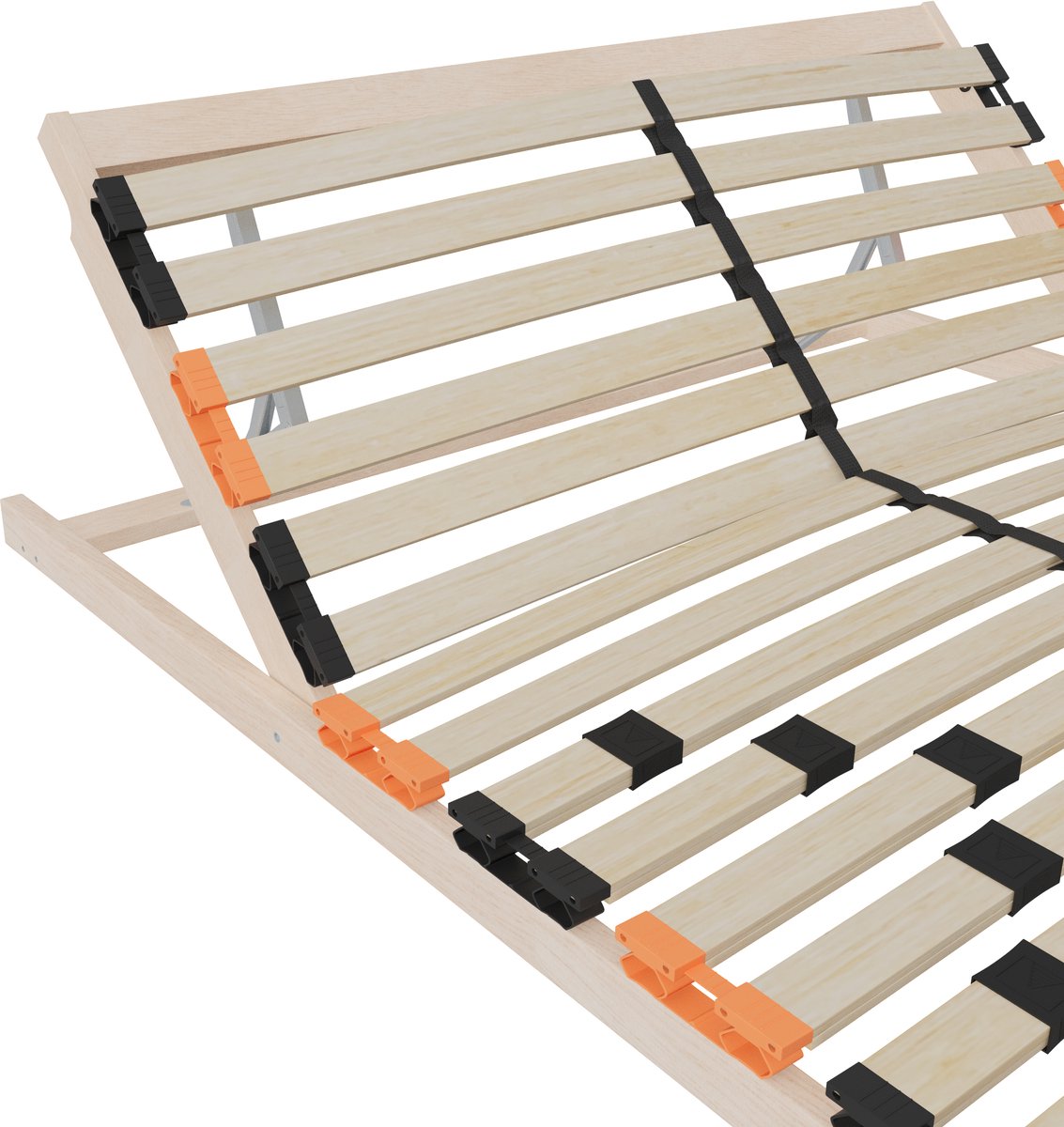 Schlaftroll Lattenbodem 80x200 cm – 7-zones veerframe van beukenhout met verstelbaar hoofdeinde | Stevige lattenbodem voor zelfmontage