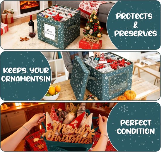 Kerstballen opbergbox set van 4