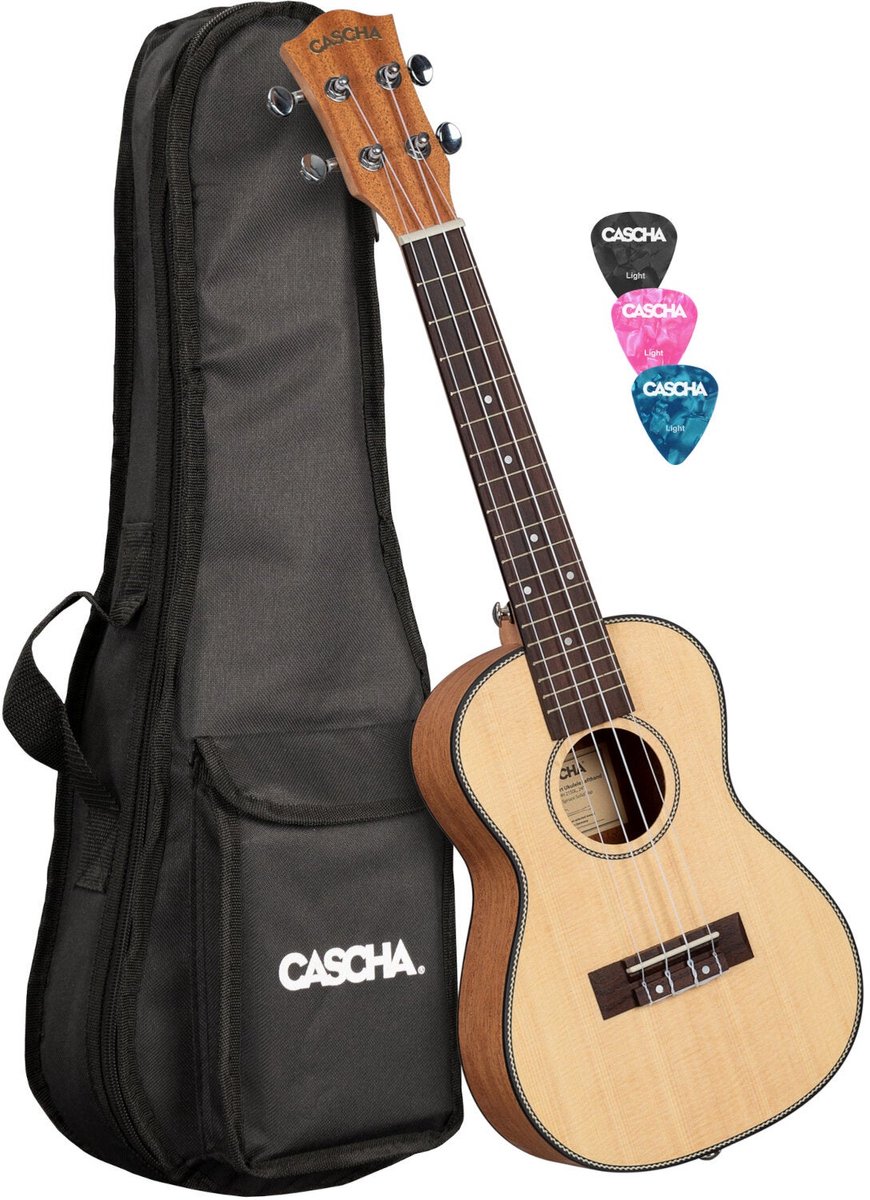 Cascha HH 2151L linkshandige solid top concert ukelele set