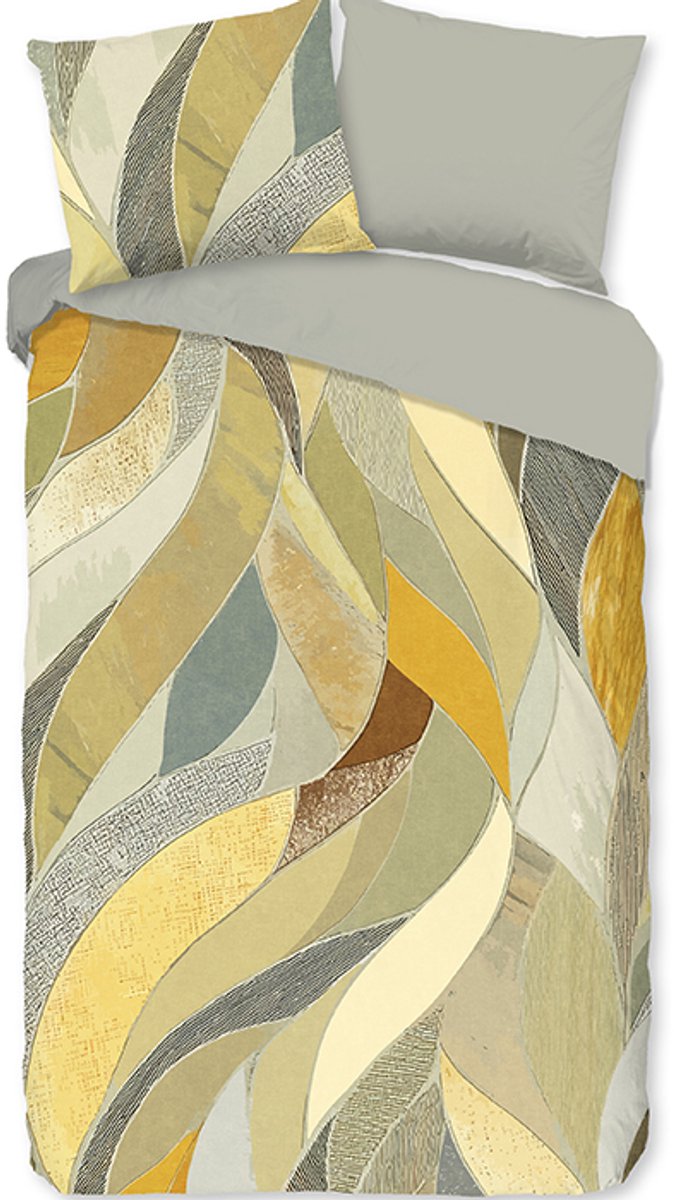 Good Morning dekbedovertrek abstracte bladeren - 2 persoons 200x200/220 cm - Grijs - 100% Katoen renforc� van Good Morning — afbeelding 4
