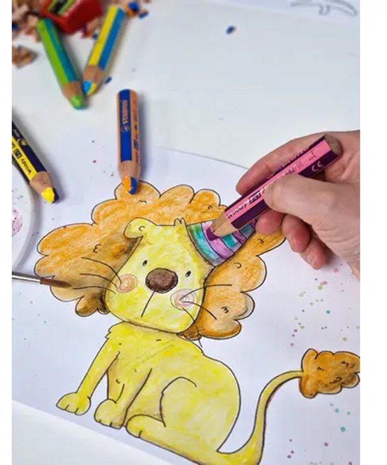 STABILO Woody 3 en 1 Duo - Crayon de Couleur Multi Talent - Trousse 10 Couleurs + Taille- Taille-crayon