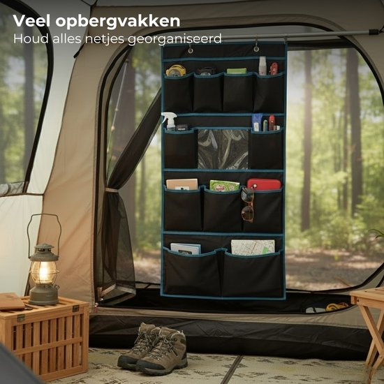 Lomera Tentorganizer Met Spiegel - Hangorganizer - 11 Vakken - Camping Organizer - Voortent Organizer - Caravan Organizer - Camper Organizer - Waterafstotend - Pu Coated - Opbergvakken - Handige Vakken van Merkloos — afbeelding 2