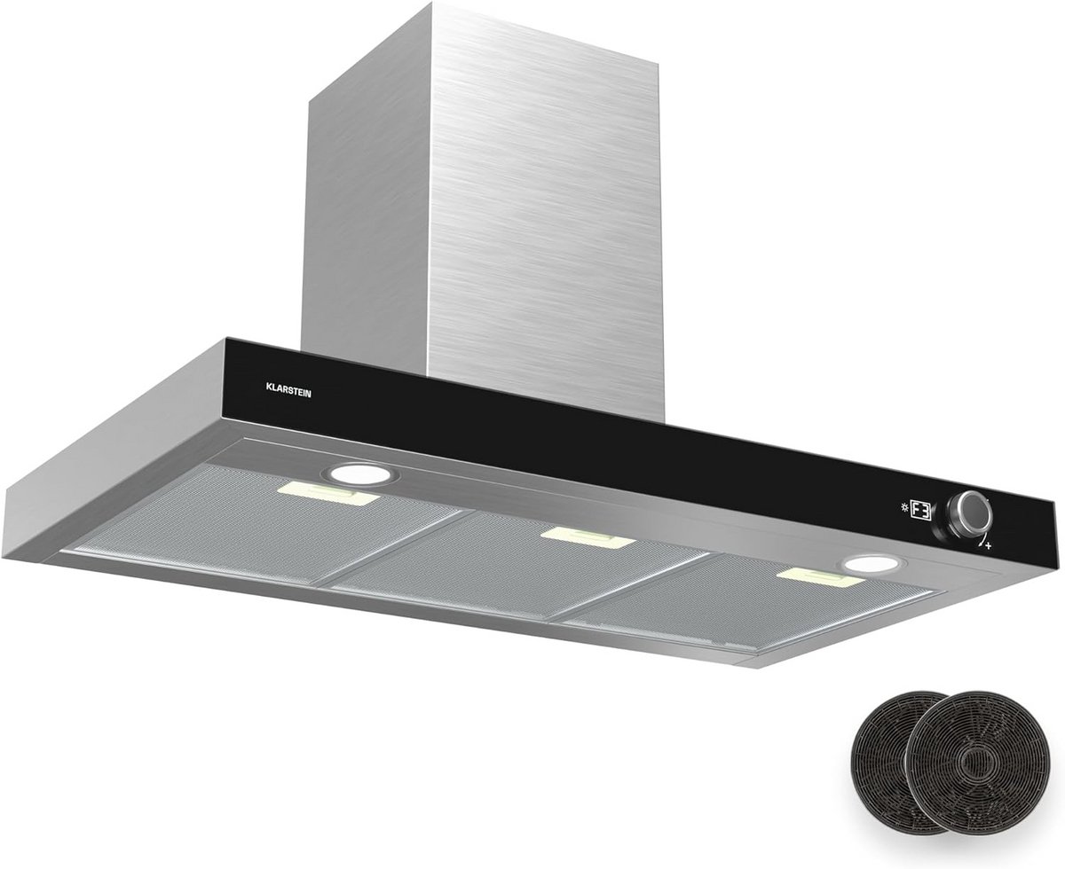 Wandafzuigkap 90 cm Zwart/RVS - Krachtige Afzuiging 620 m³/u - Energieklasse A++ - Stille Keukenafzuiging