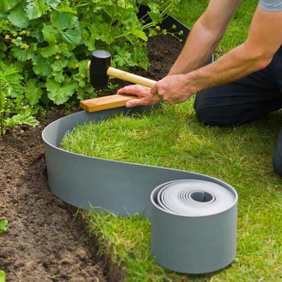 NATURE Bordure de jardin en polypropylène - Epaisseur 3 mm - H 15 cm x 10 m - Gris