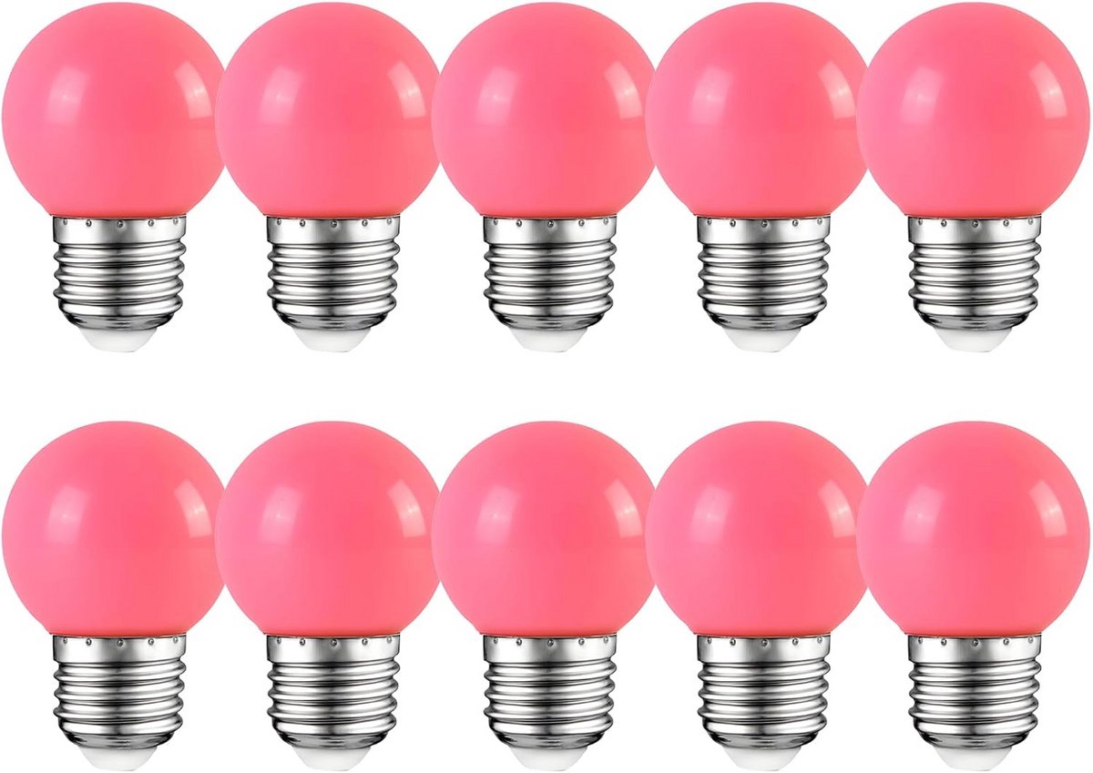 Set van 10 Kleurrijke E27 LED Lampen 2W Roze Decoratief Licht