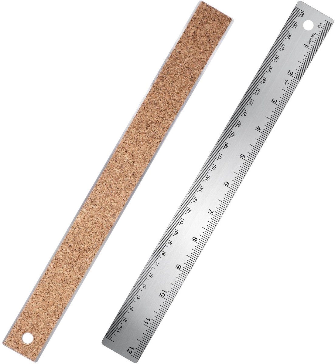IMPERATORIS® Stalen liniaal kurk achterkant - Liniaal Recht met Maatverdeling - Lengte 30 cm - Metalen - Ideaal voor School Jongens en Meisjes en voor op Kantoor Supplies - 1 Stuk